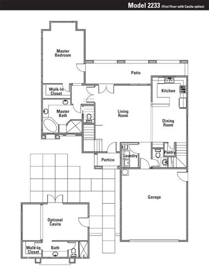 Model 2233 First Floor with Optional Casita Floor Plan